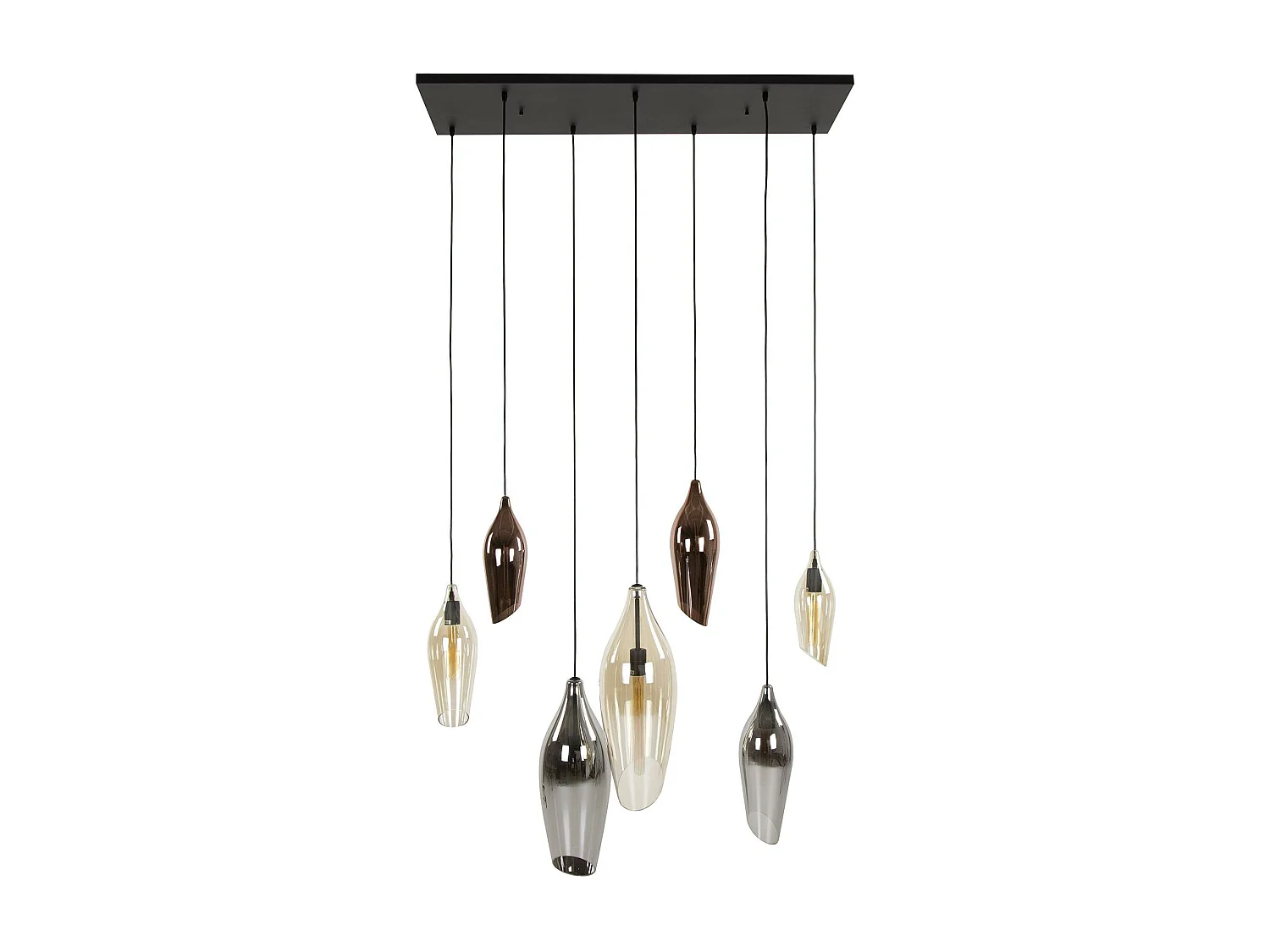 Suspension en verres assortis 7 abat-jour NIAGARA