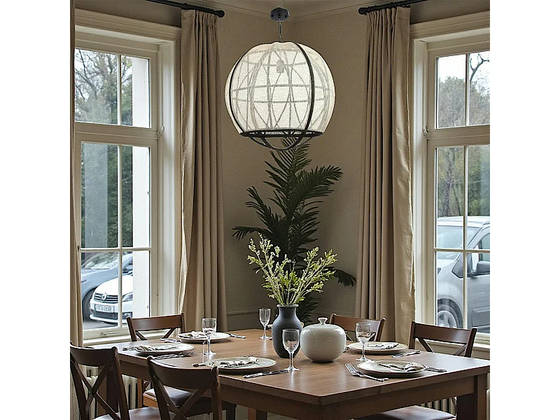 Lampe boule noire et blanche