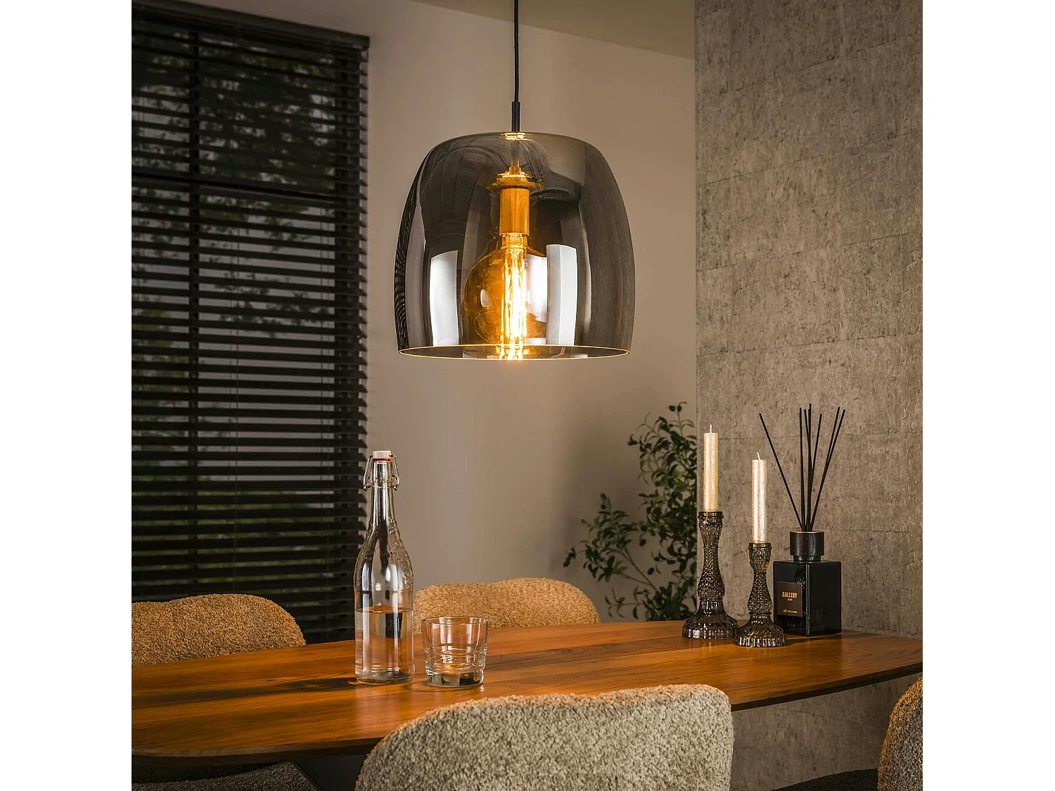 Suspension en verre fumé forme cloche NIAGARA