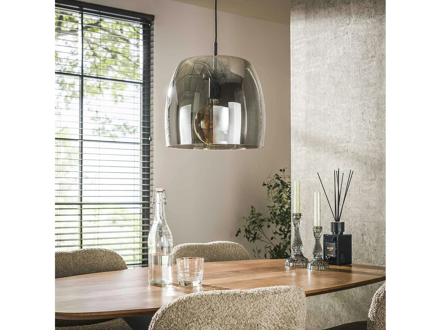 Suspension en verre fumé forme cloche NIAGARA