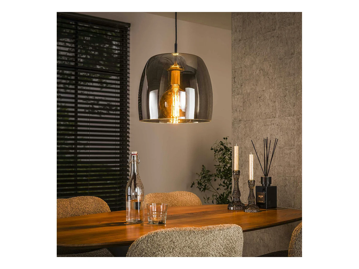 Suspension en verre fumé forme cloche NIAGARA