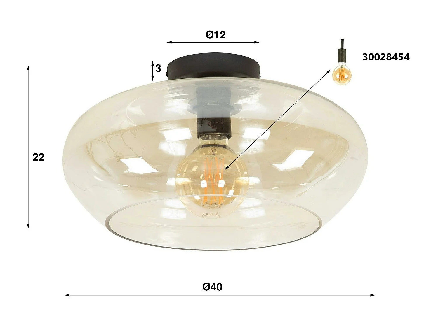 Plafonnier en verre fumé gris NIAGARA