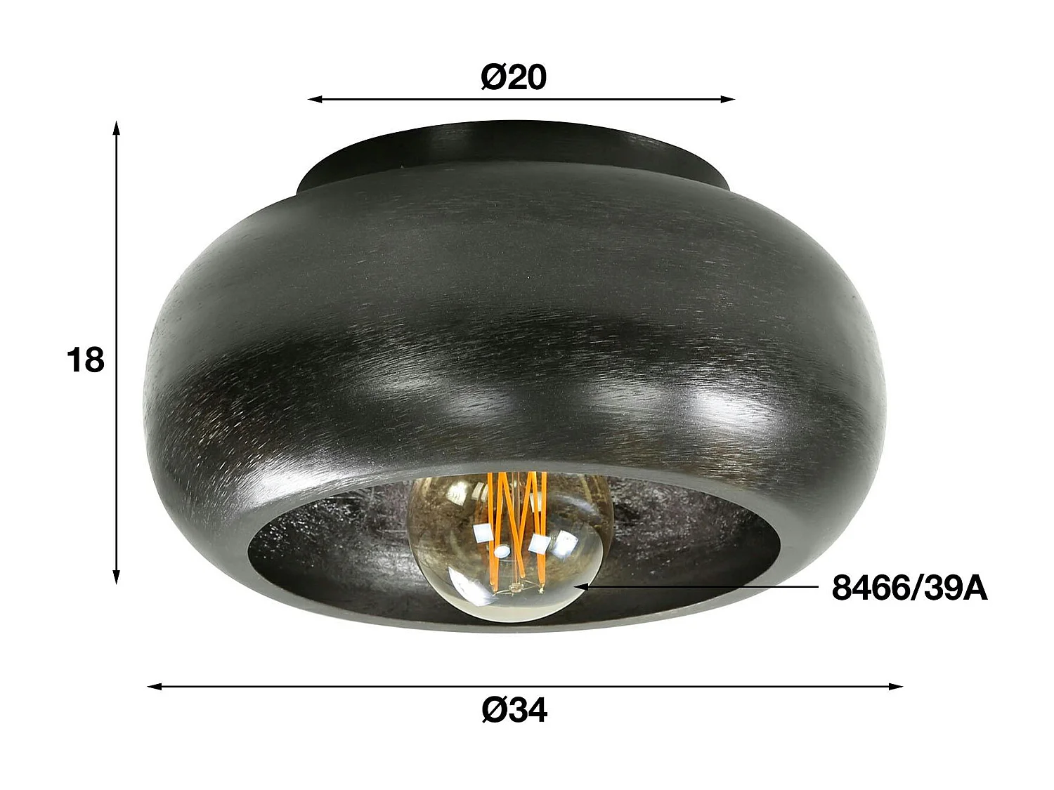 Plafonnier noir en métal RALF