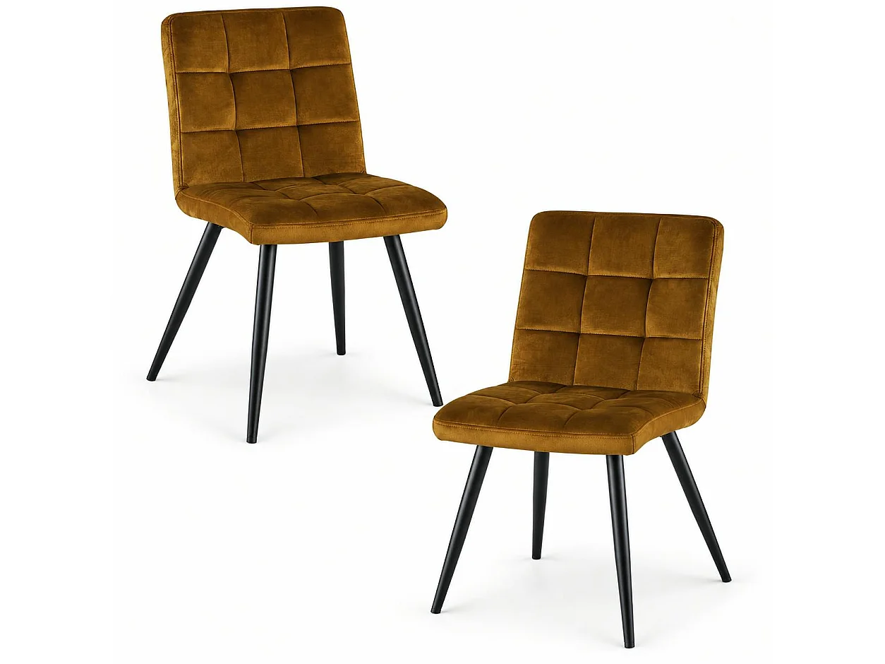 Chaise en velours capitonné moutarde MALMOE (lot de 2)