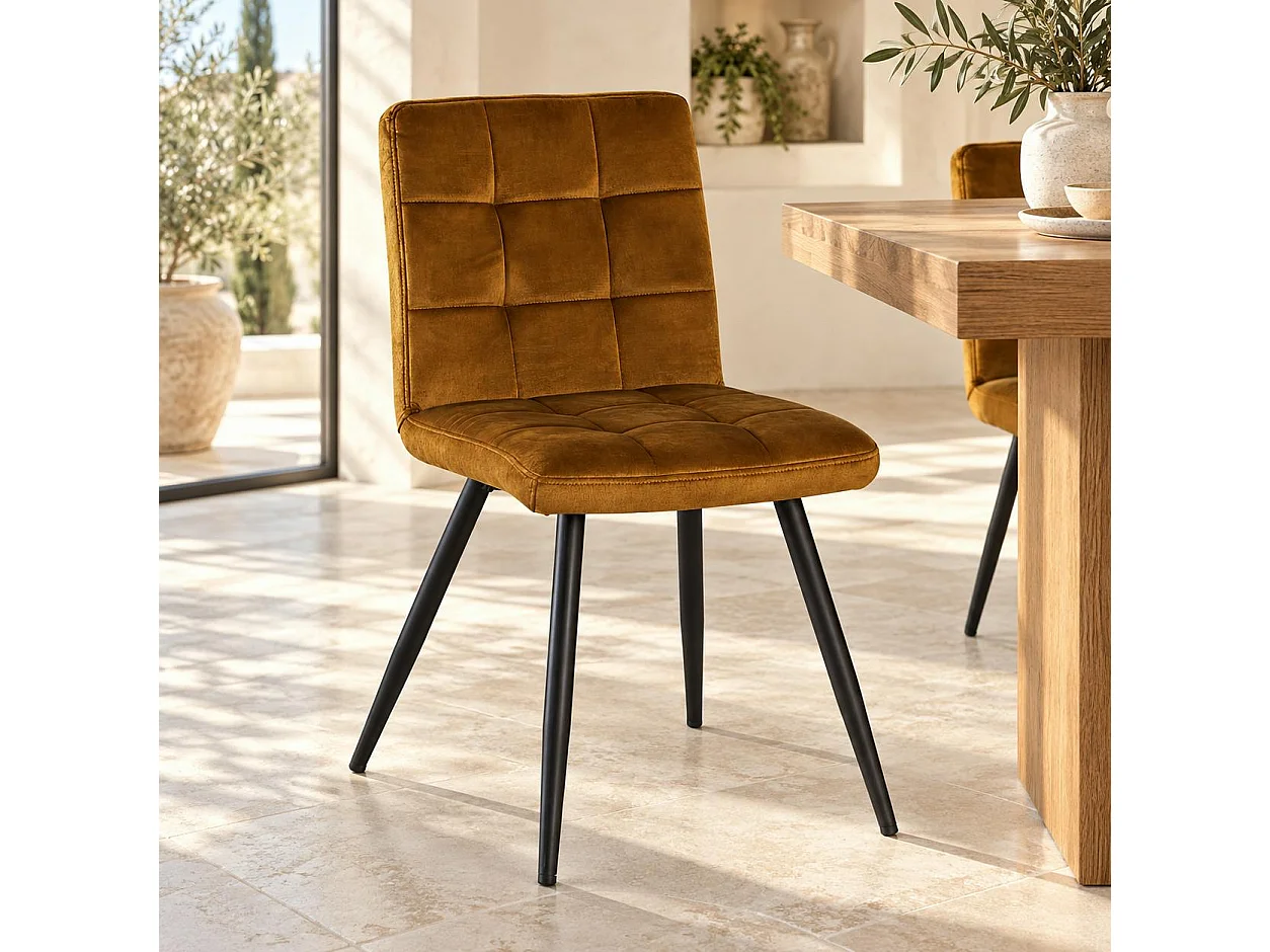Chaise en velours capitonné moutarde MALMOE (lot de 2)