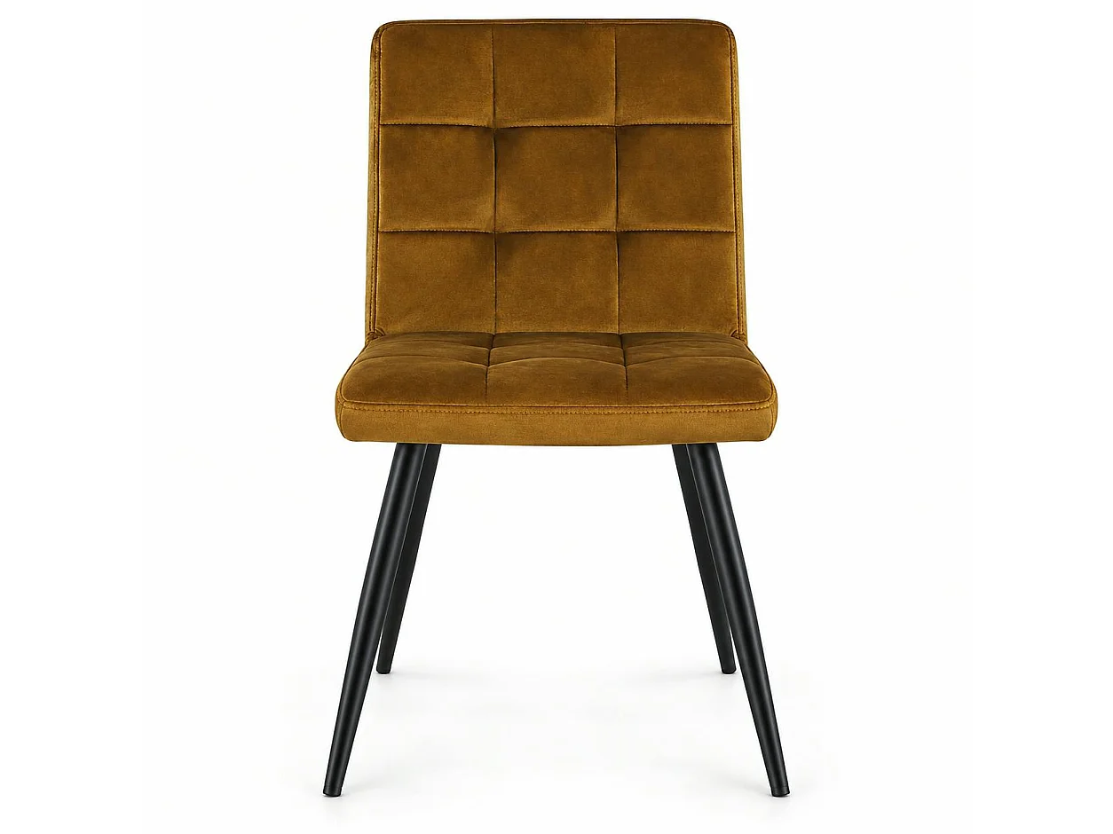 Chaise en velours capitonné moutarde MALMOE (lot de 2)