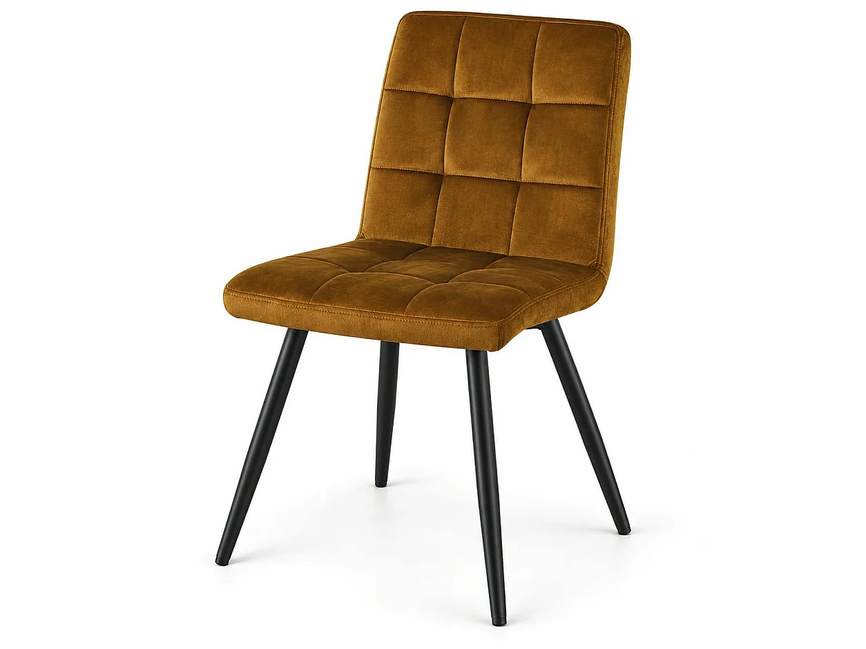 Chaise en velours capitonné moutarde MALMOE (lot de 2)