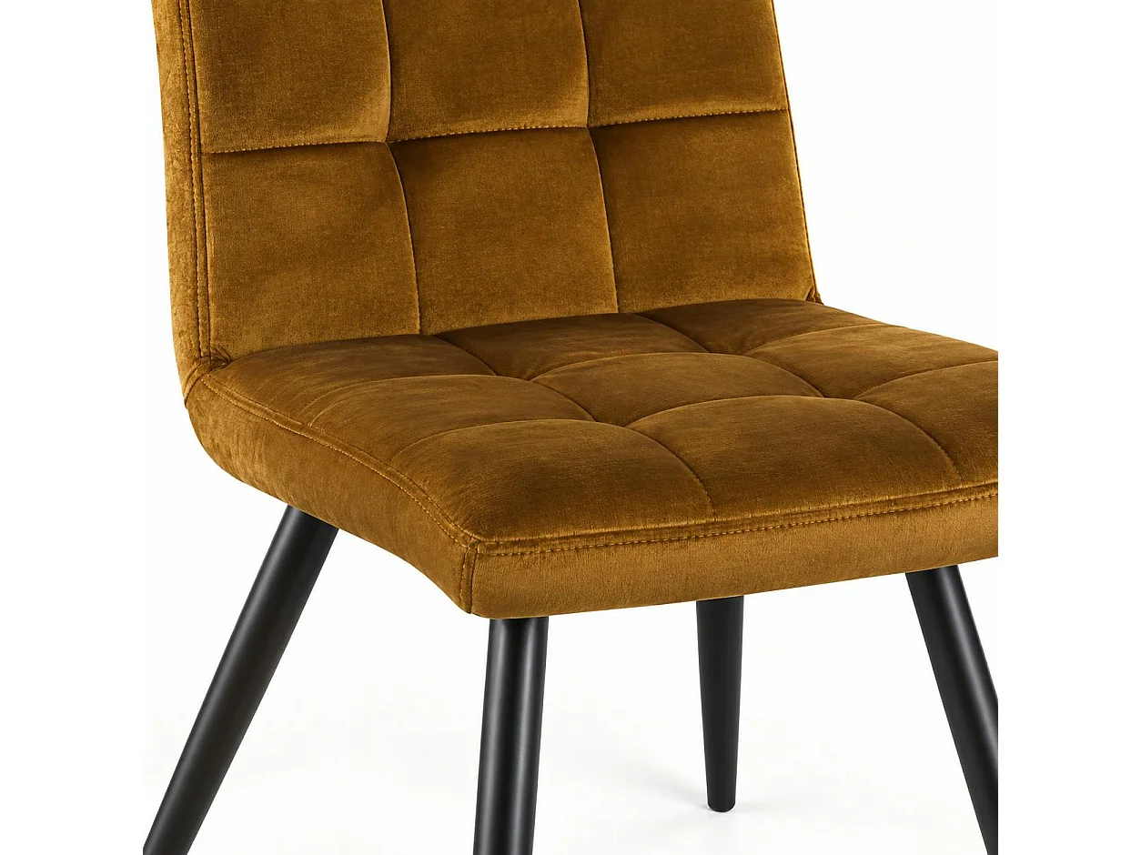 Chaise en velours capitonné moutarde MALMOE (lot de 2)