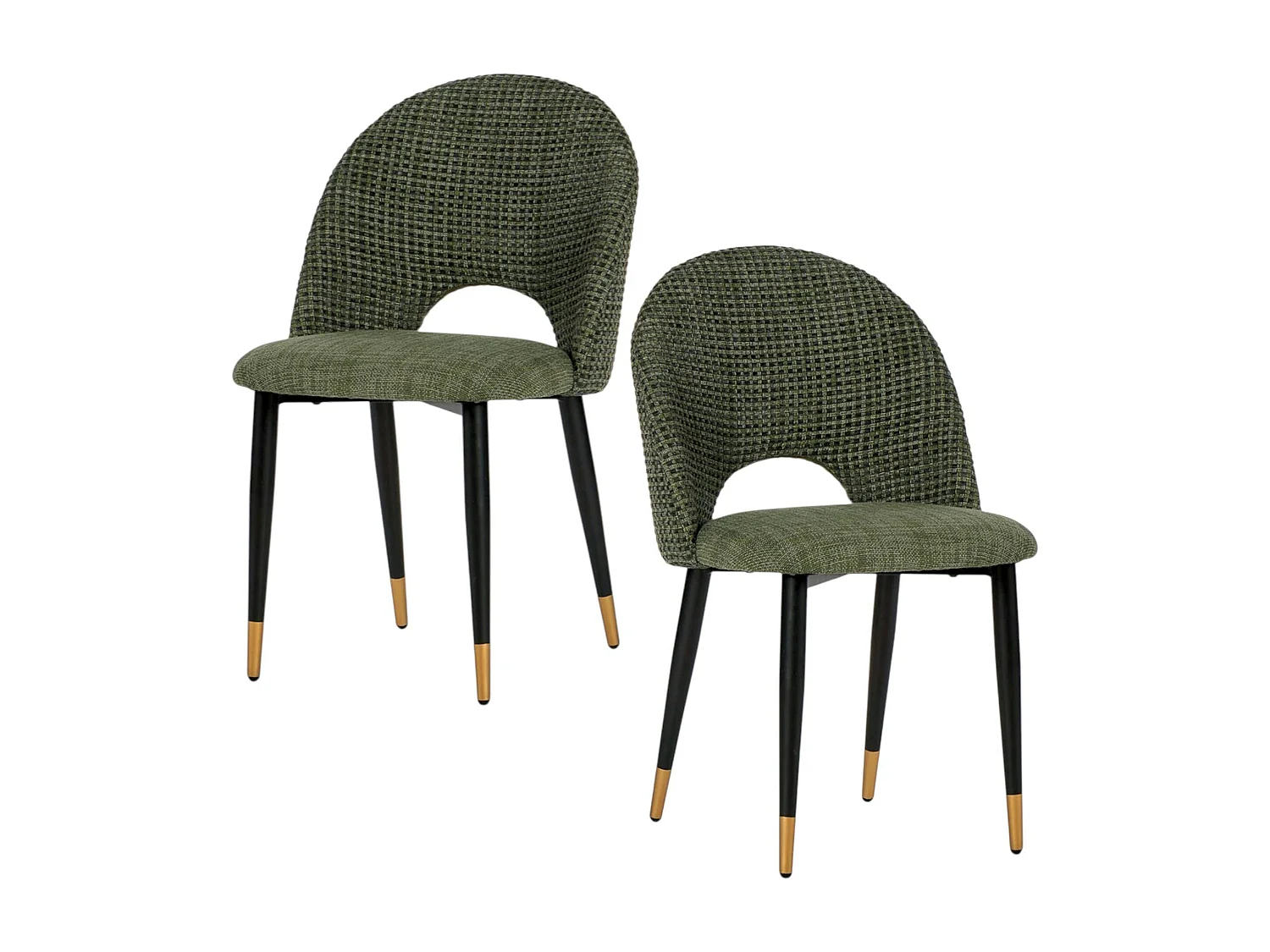 Chaise salle à manger tissu quadrillé kaki (lot de 2) MALMOE