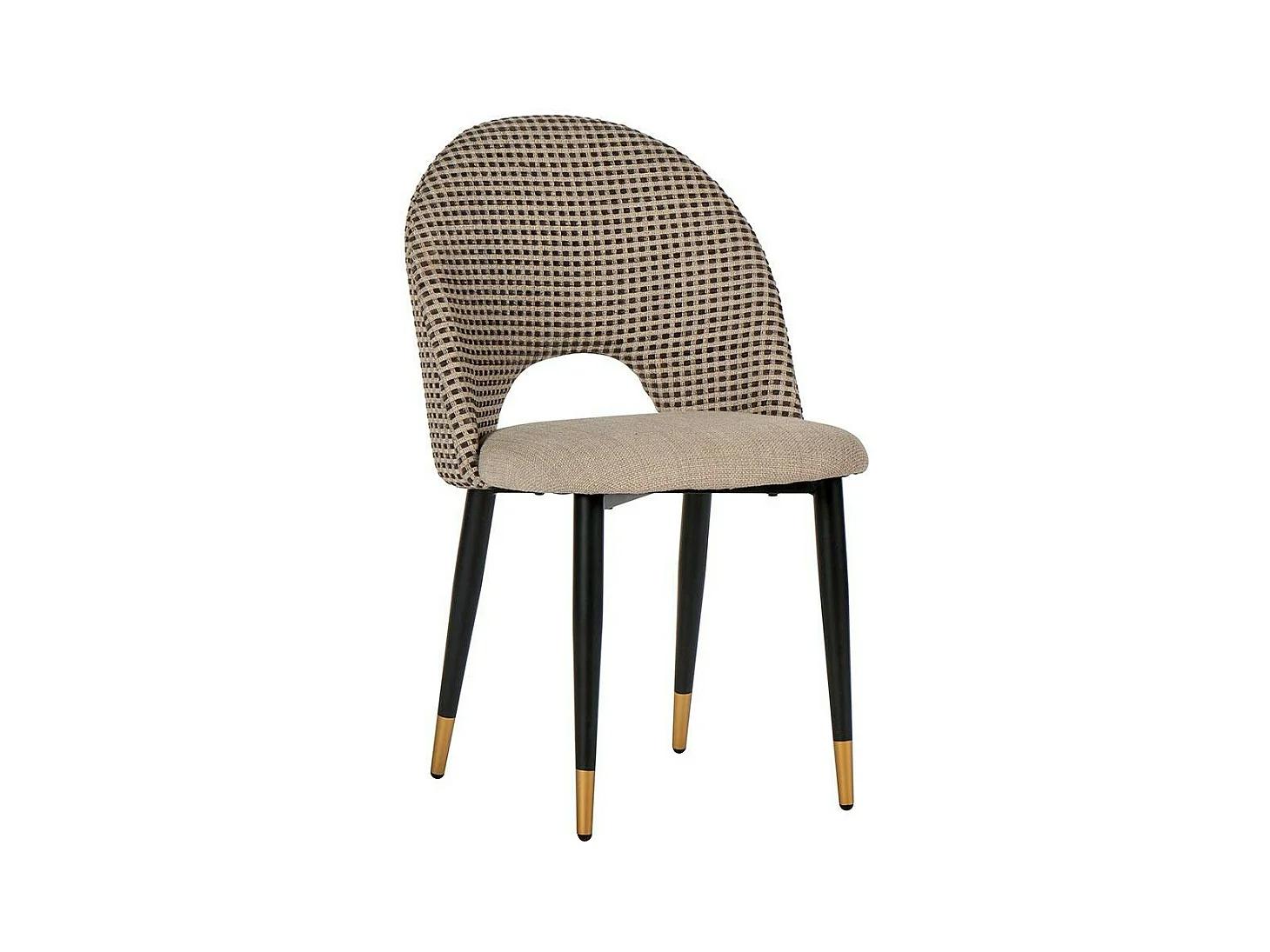 Chaise salle à manger tissu quadrillé taupe (lot de 2) MALMOE