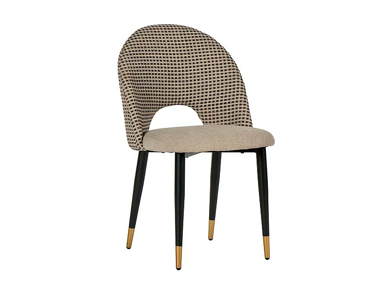 Chaise salle à manger tissu quadrillé taupe (lot de 2) MALMOE