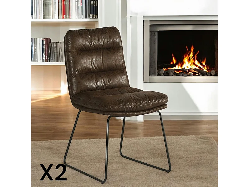 Chaise rembourrée havane EPIKA (lot de 2)