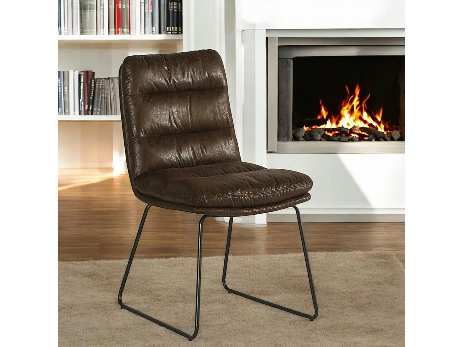 Chaise rembourrée havane EPIKA (lot de 2)