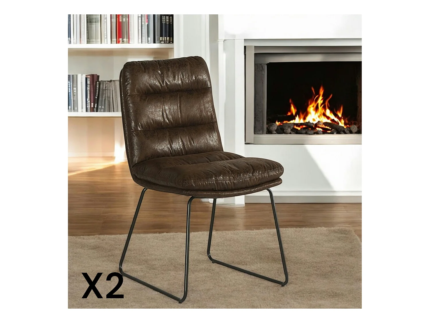Chaise rembourrée havane EPIKA (lot de 2)