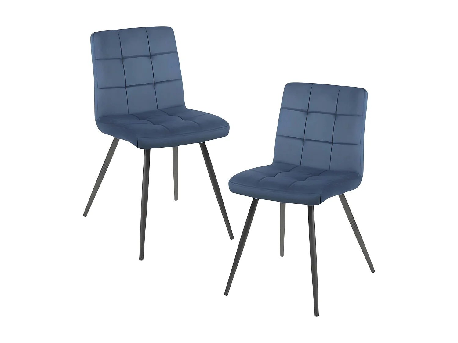 Chaise en velours capitonné bleu MALMOE (lot de 2)