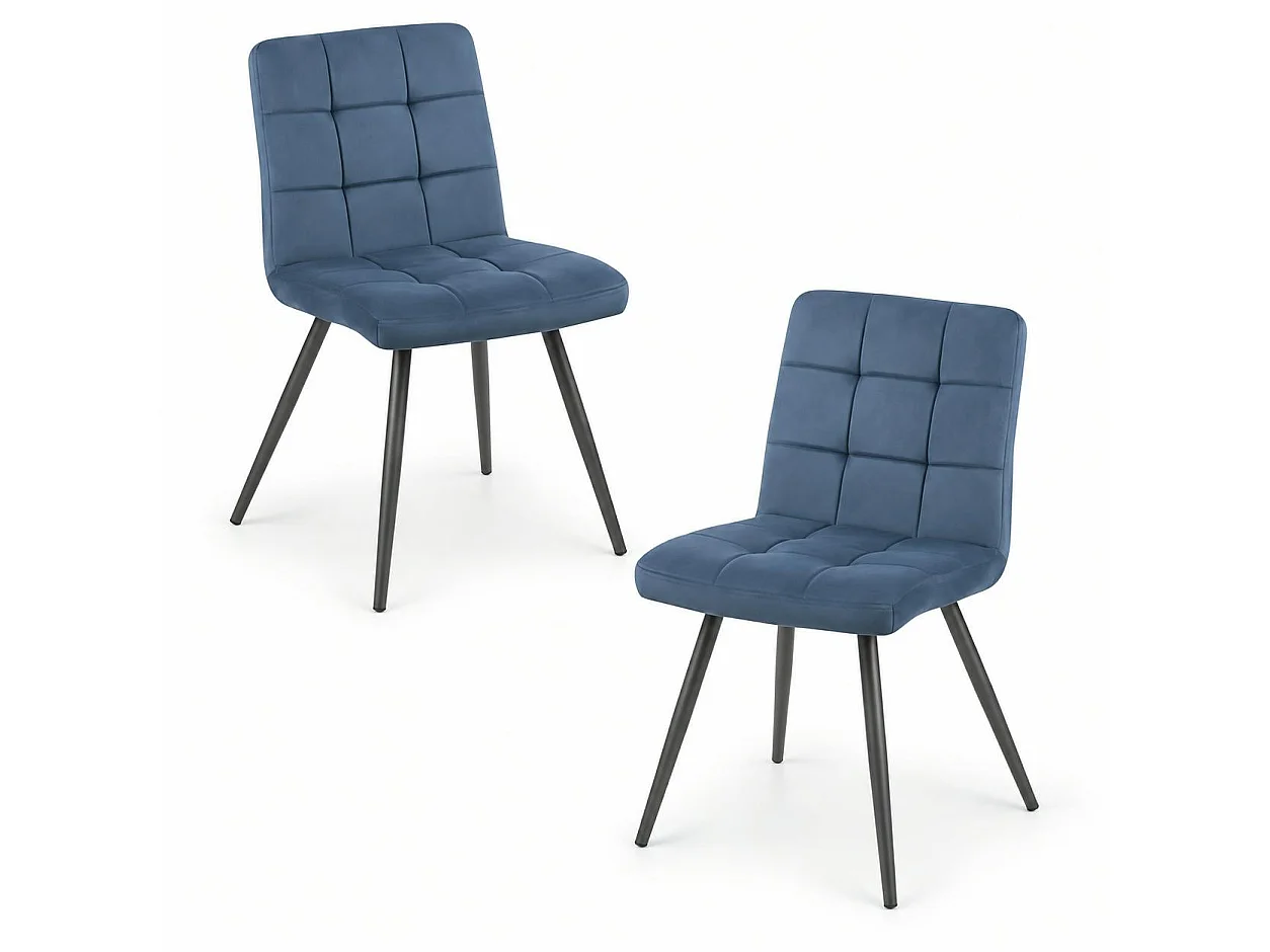 Chaise en velours capitonné bleu MALMOE (lot de 2)