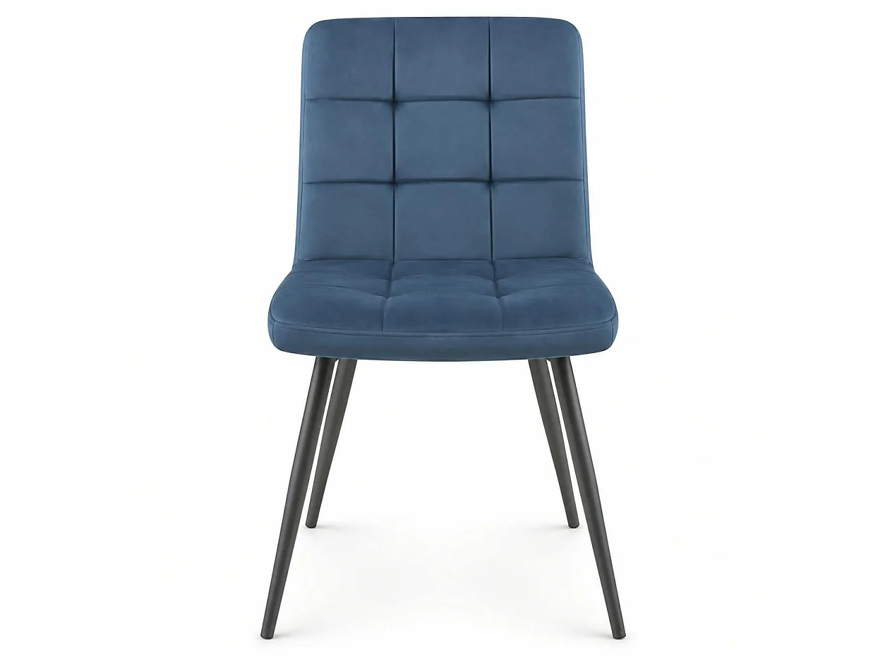 Chaise en velours capitonné bleu MALMOE (lot de 2)