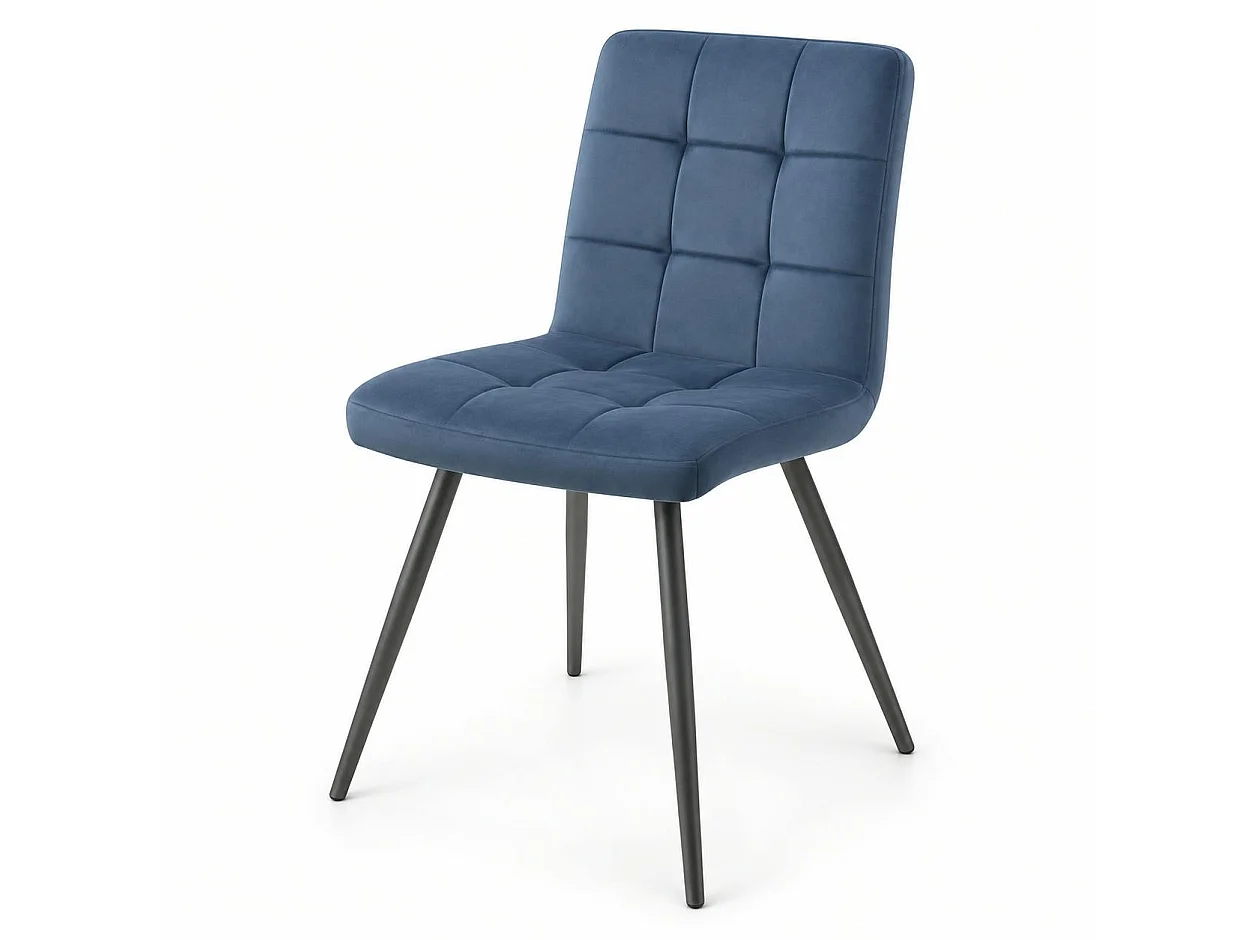 Chaise en velours capitonné bleu MALMOE (lot de 2)