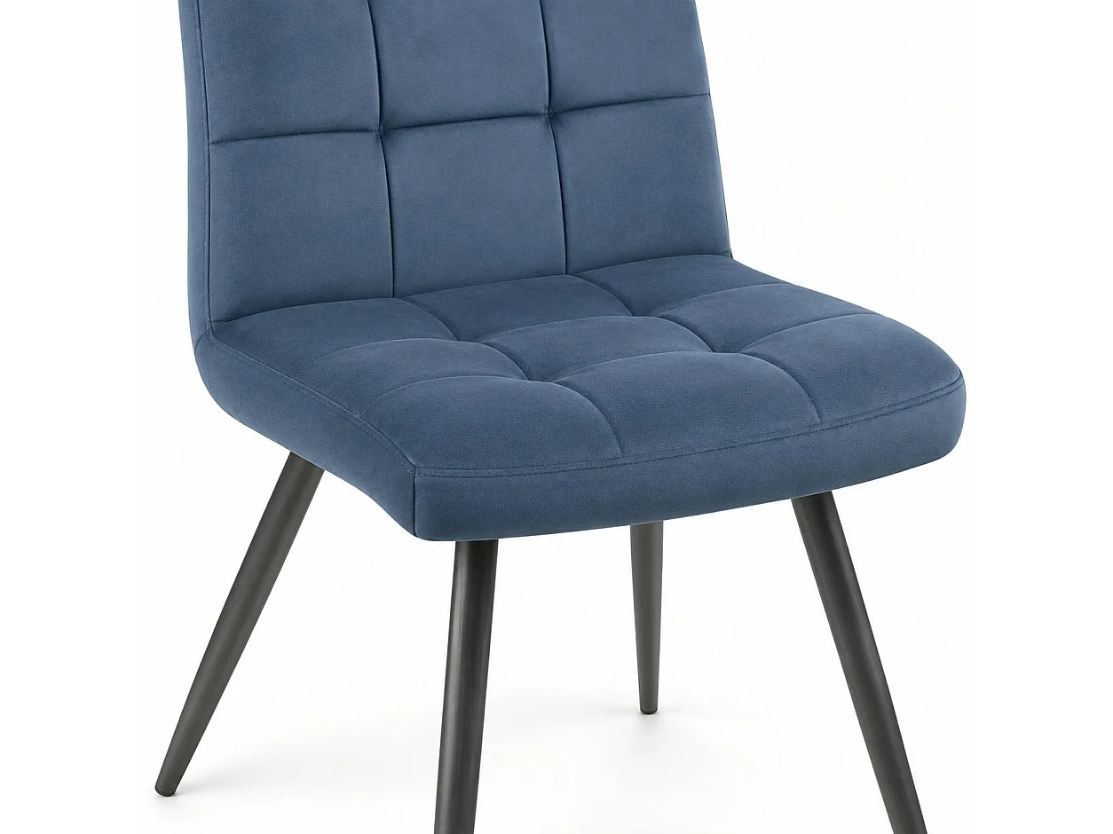 Chaise en velours capitonné bleu MALMOE (lot de 2)