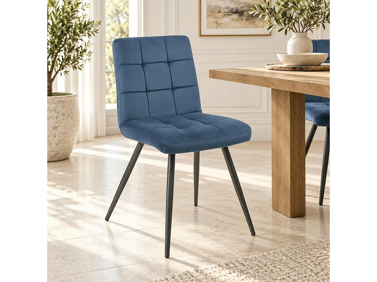 Chaise en velours capitonné bleu MALMOE (lot de 2)