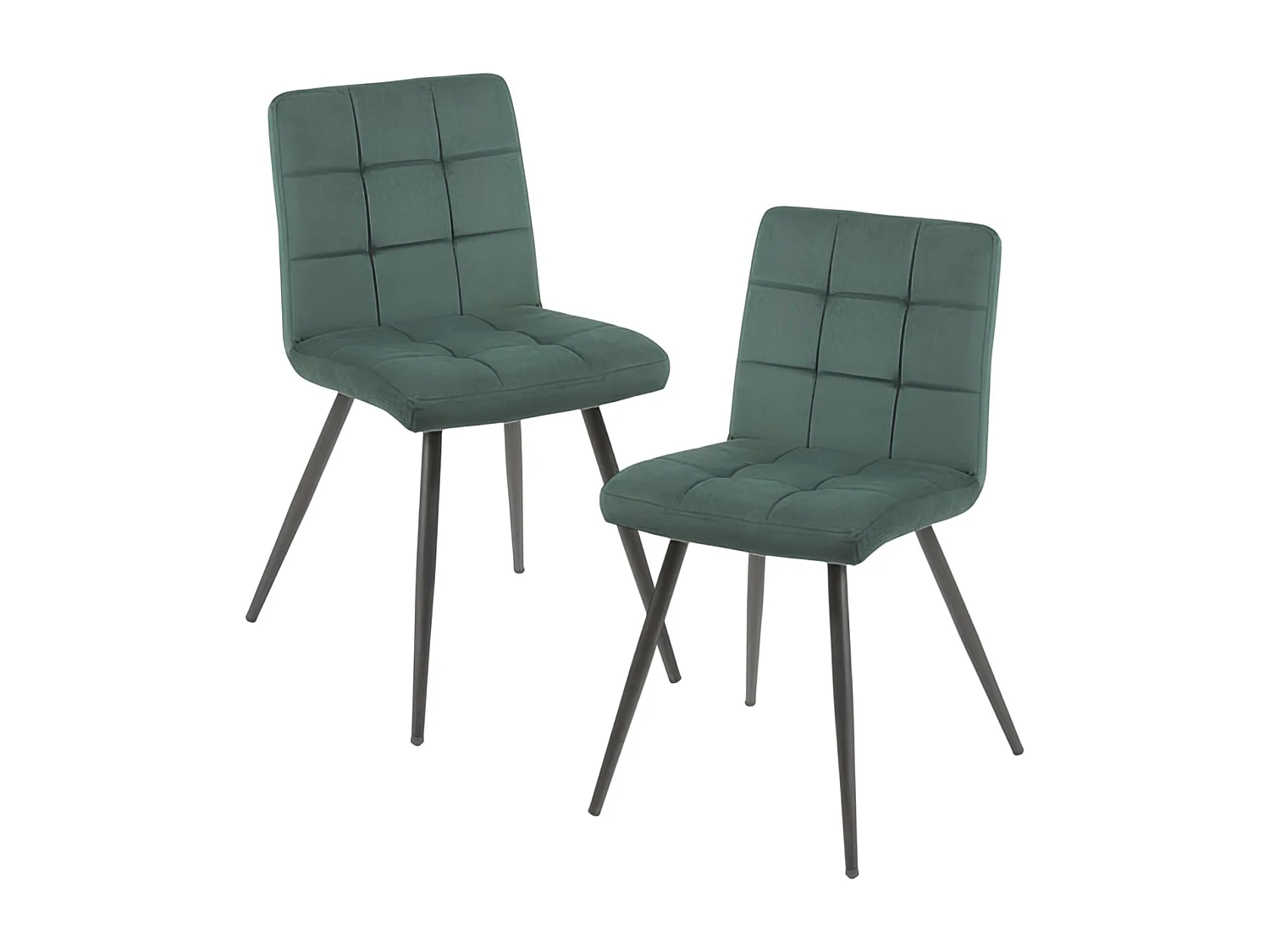 Chaise en velours capitonné vert MALMOE (lot de 2)