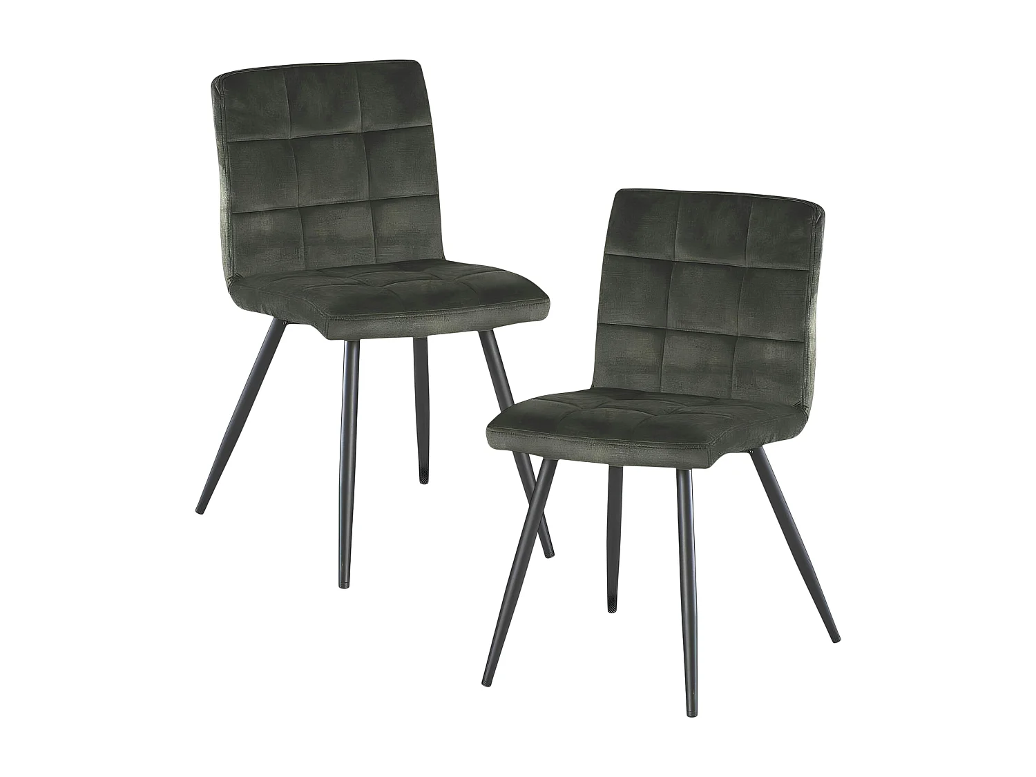 Chaise en velours capitonné kaki MALMOE (lot de 2)