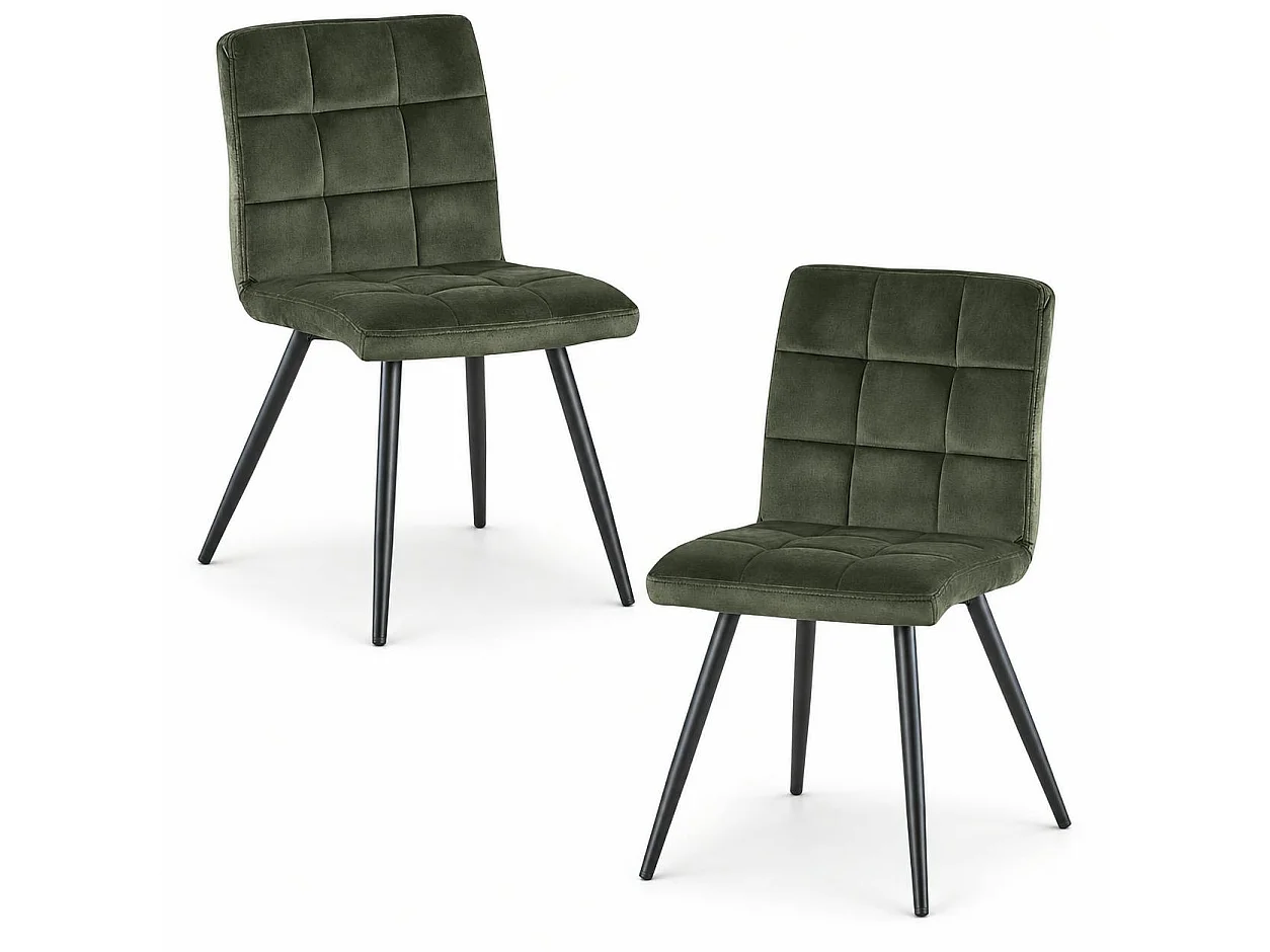 Chaise en velours capitonné kaki MALMOE (lot de 2)