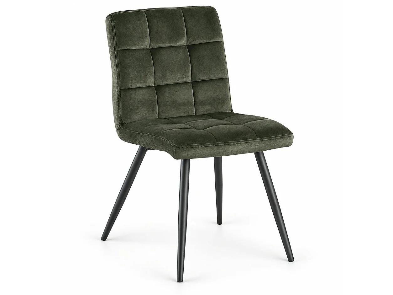 Chaise en velours capitonné kaki MALMOE (lot de 2)