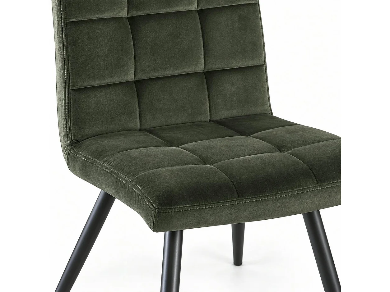 Chaise en velours capitonné kaki MALMOE (lot de 2)