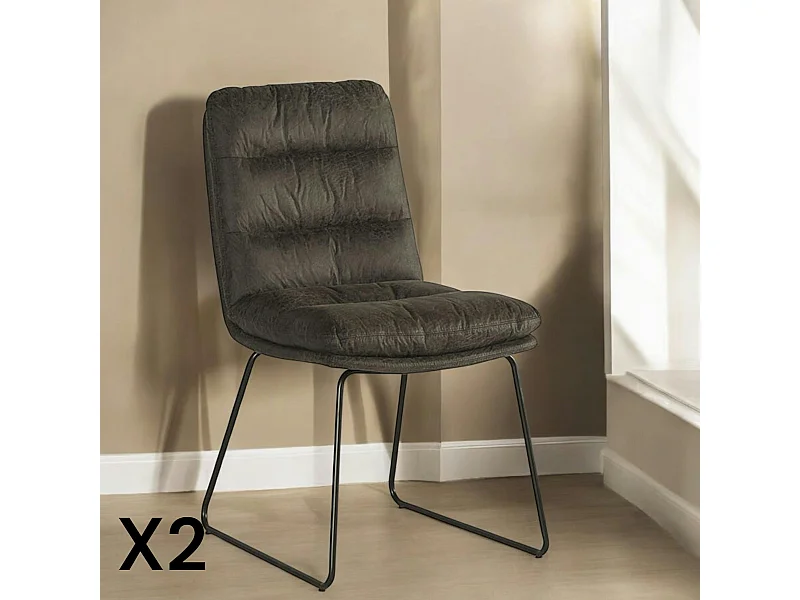 Chaise rembourrée grise EPIKA (lot de 2)