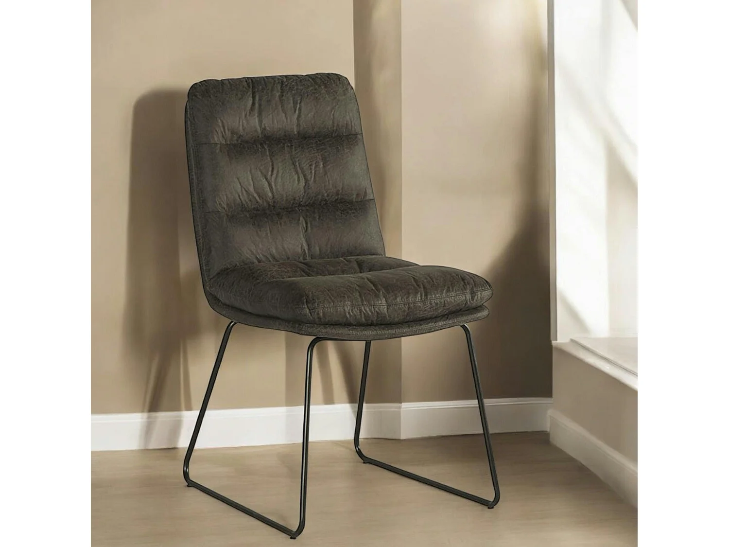 Chaise rembourrée grise EPIKA (lot de 2)