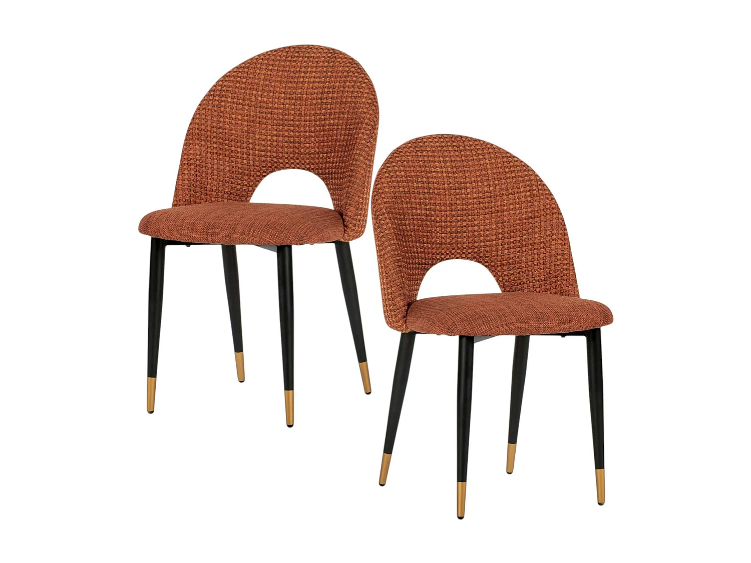 Chaise salle à manger tissu quadrillé rouille (lot de 2) MALMOE