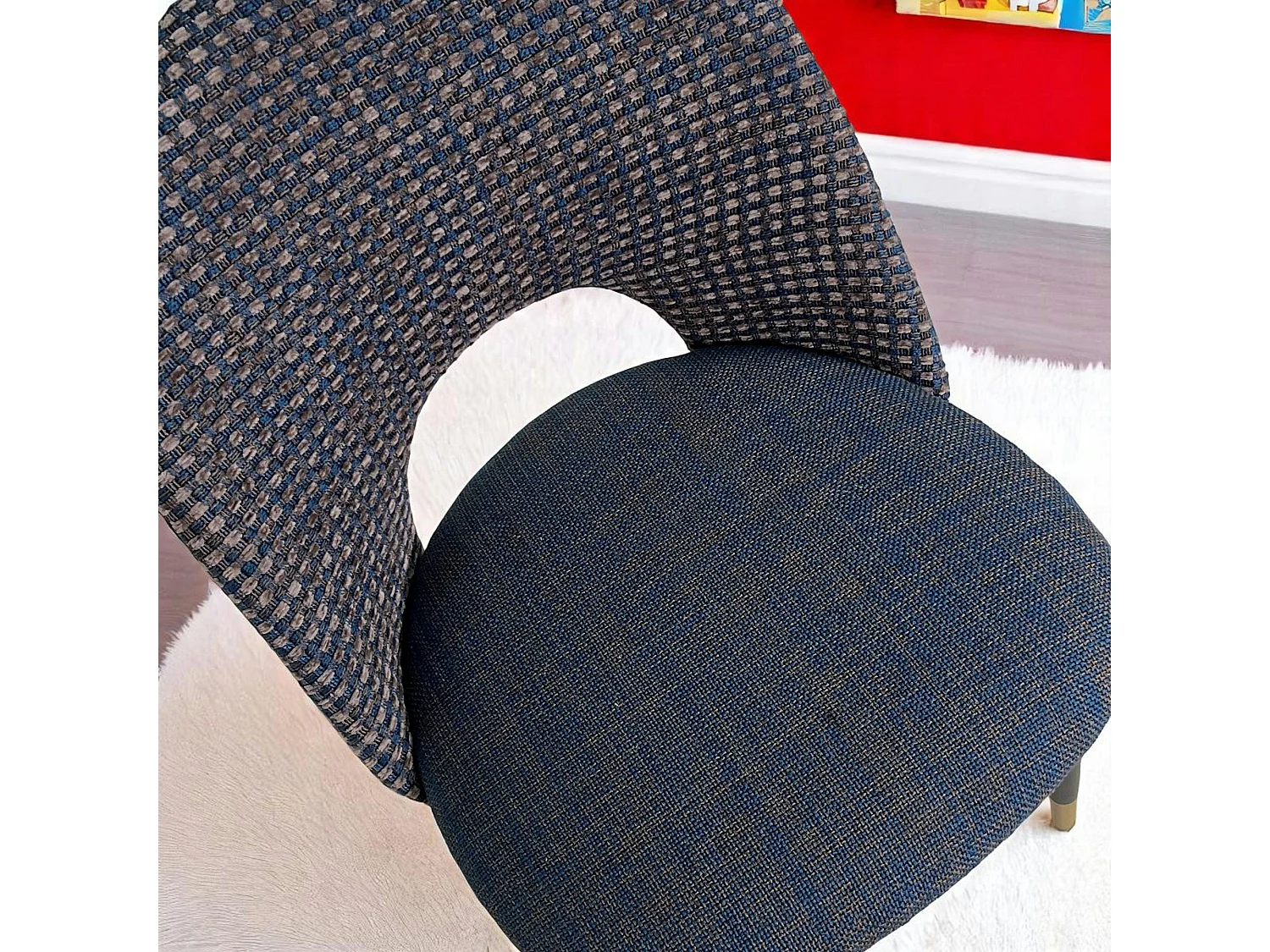 Chaise salle à manger tissu quadrillé bleu foncé (lot de 2) MALMOE