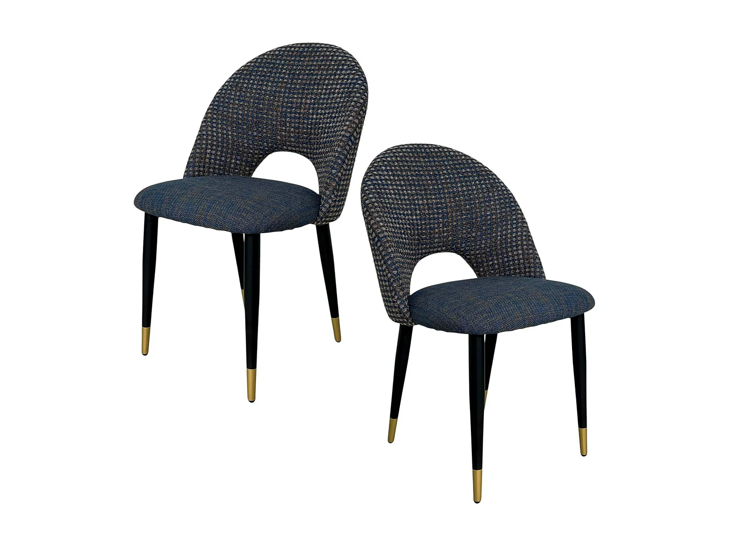 Chaise salle à manger tissu quadrillé bleu foncé (lot de 2) MALMOE