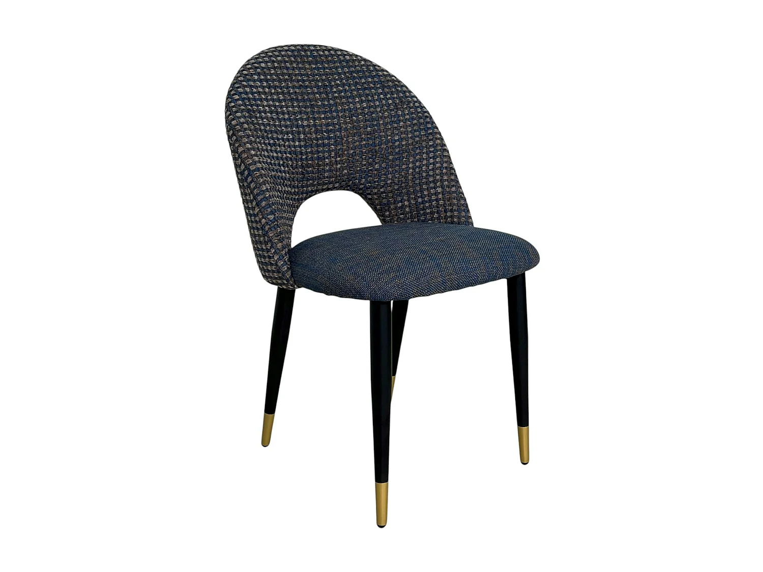 Chaise salle à manger tissu quadrillé bleu foncé (lot de 2) MALMOE