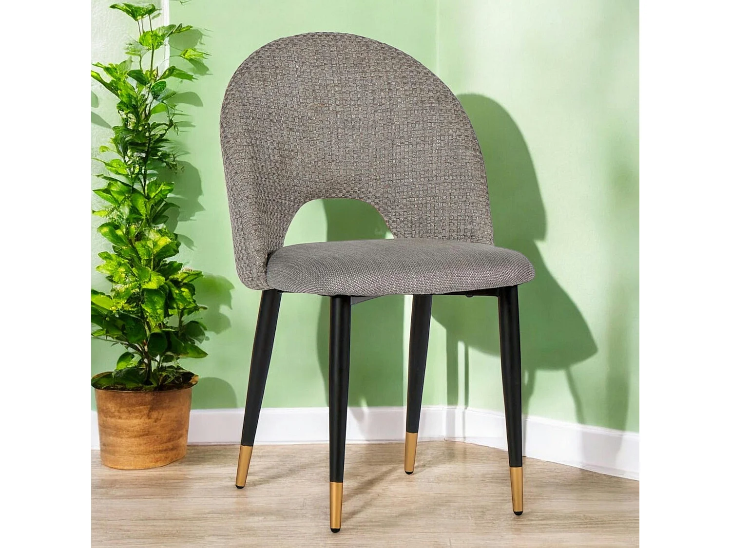 Chaise salle à manger tissu quadrillé gris (lot de 2) MALMOE