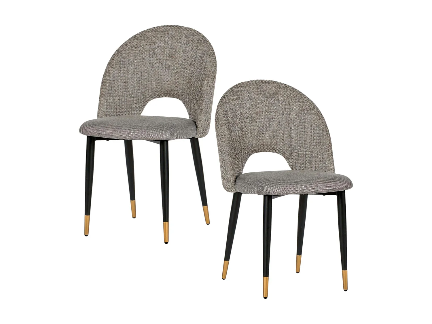 Chaise salle à manger tissu quadrillé gris (lot de 2) MALMOE