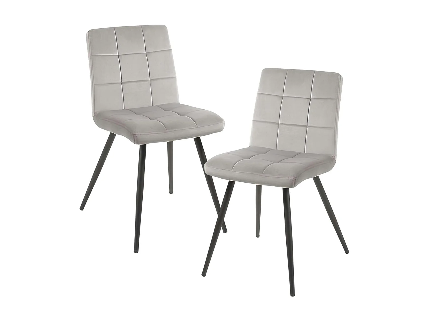 Chaise en velours capitonné gris MALMOE (lot de 2)