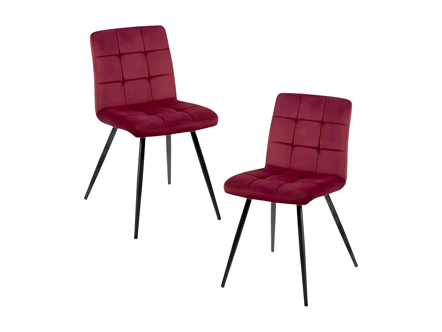 Chaise en velours capitonné rouge bordeaux MALMOE (lot de 2)