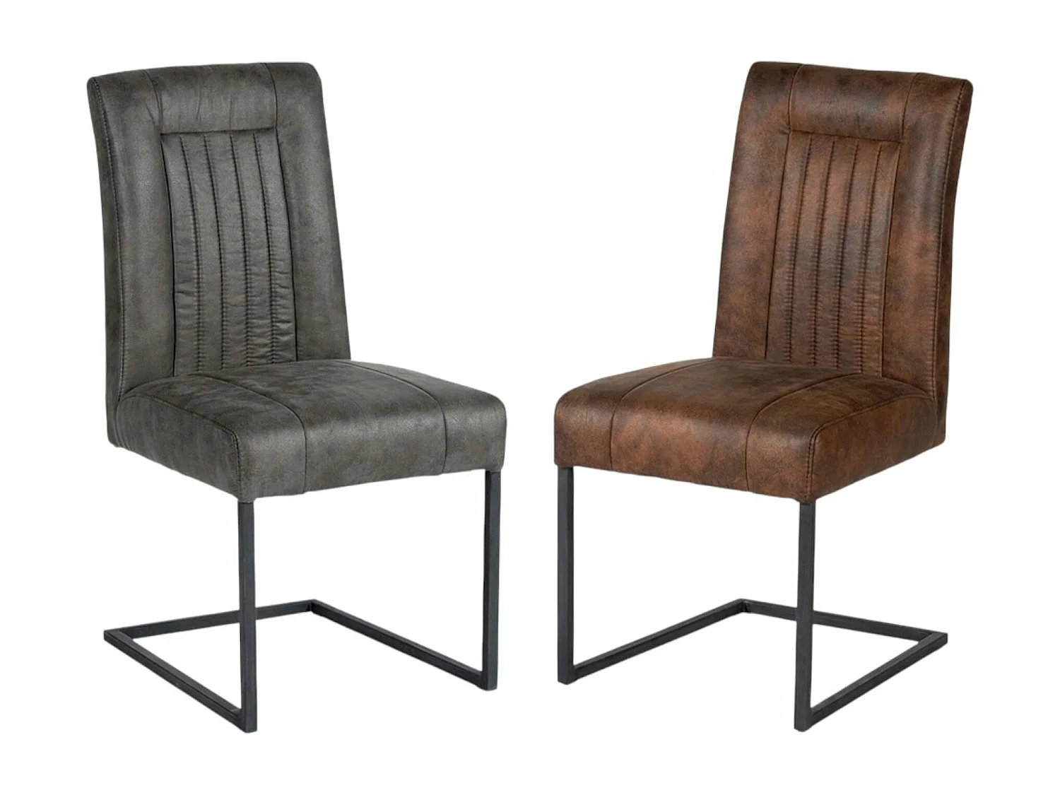 Chaise en tissu microfibres gris et pieds métal noir