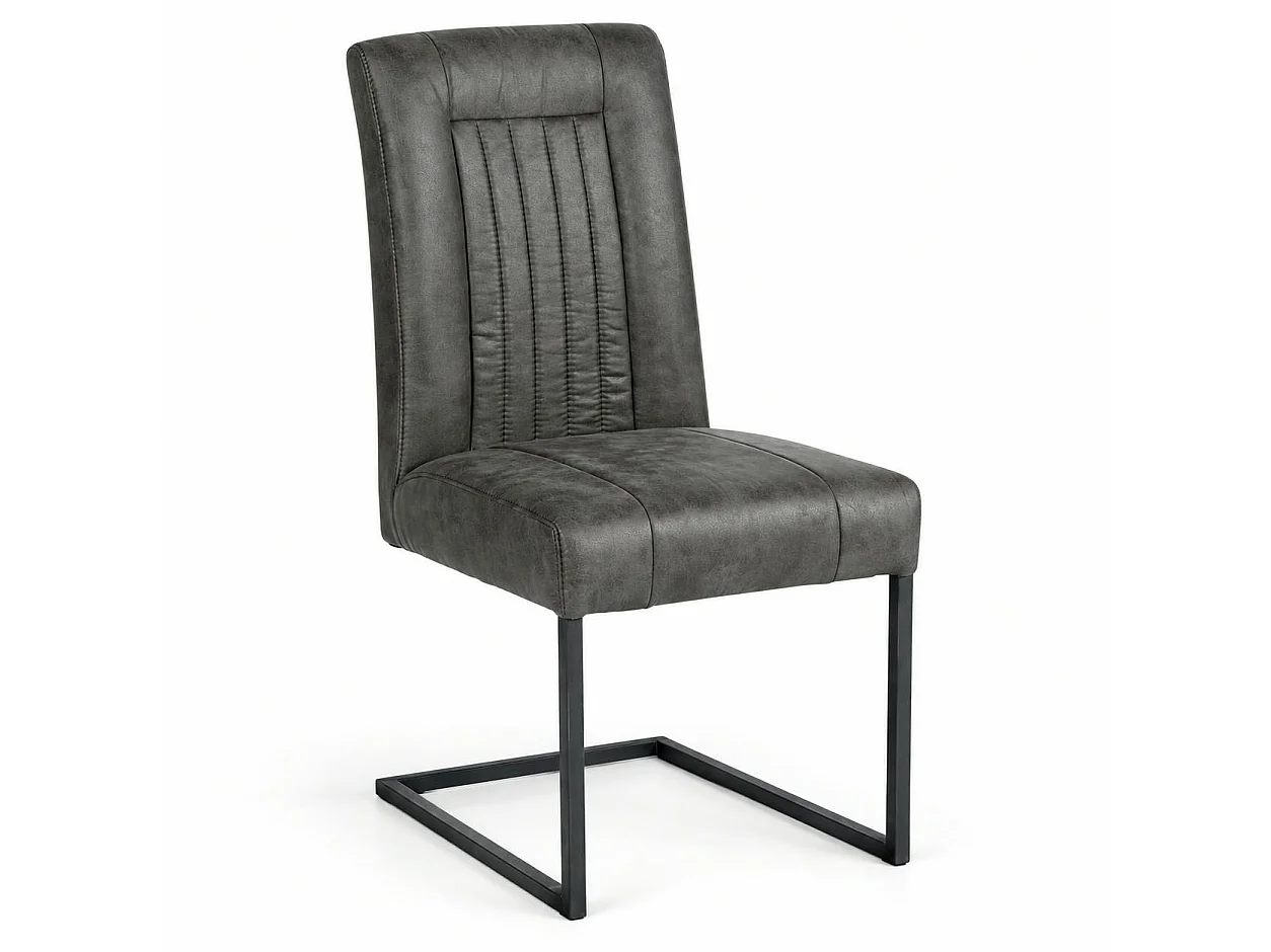 Chaise en tissu microfibres gris et pieds métal noir