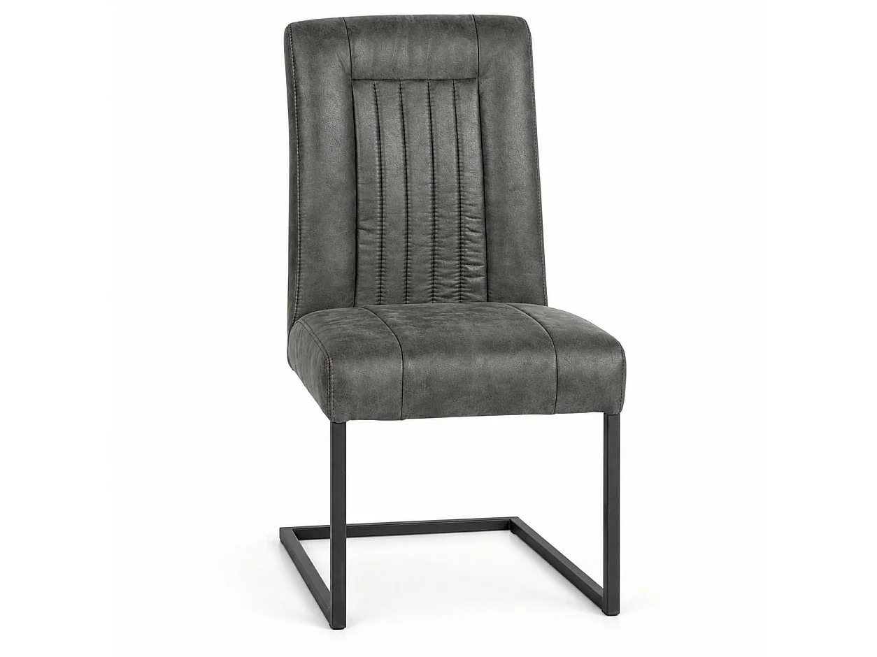 Chaise en tissu microfibres gris et pieds métal noir