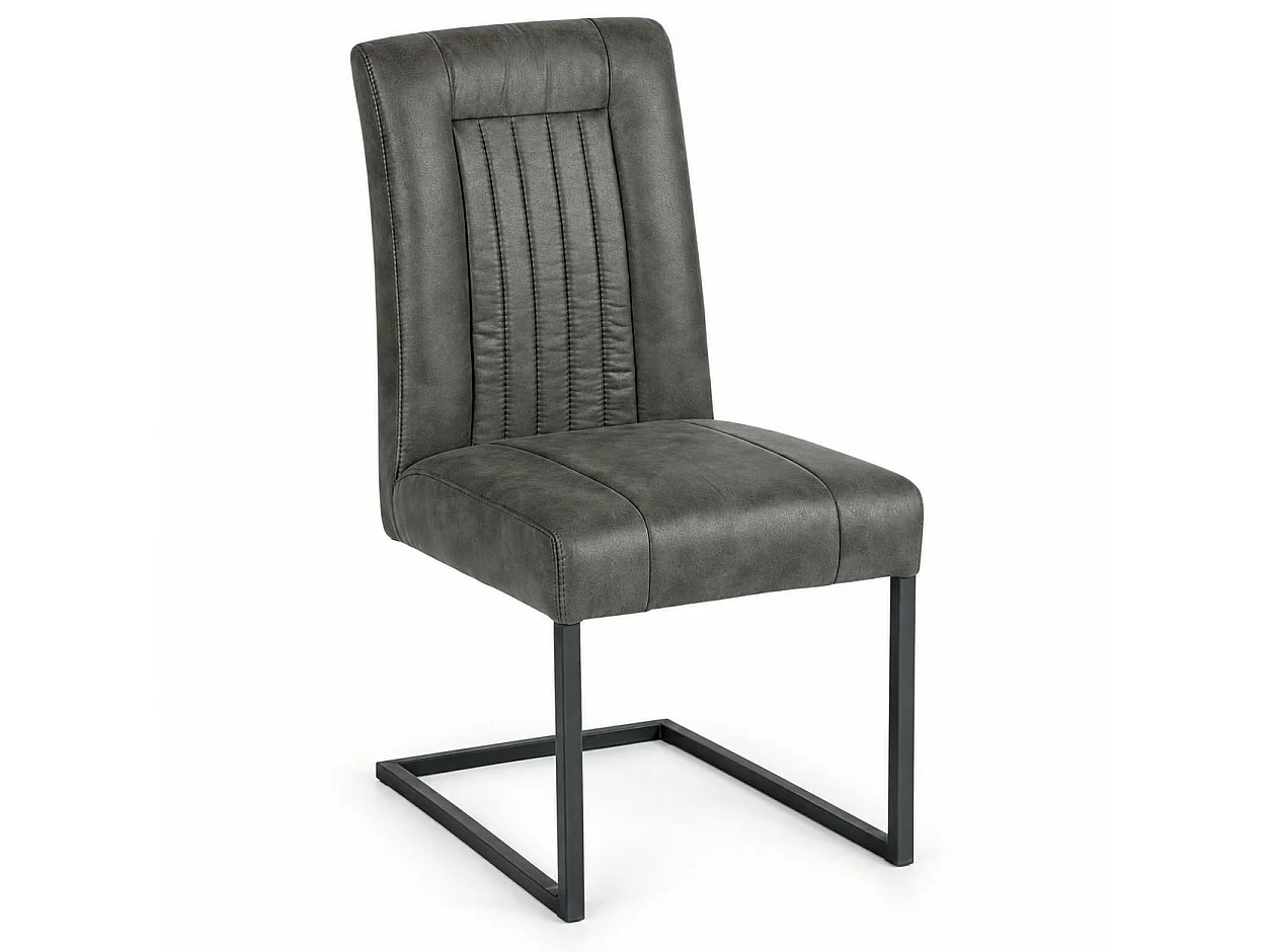 Chaise en tissu microfibres gris et pieds métal noir