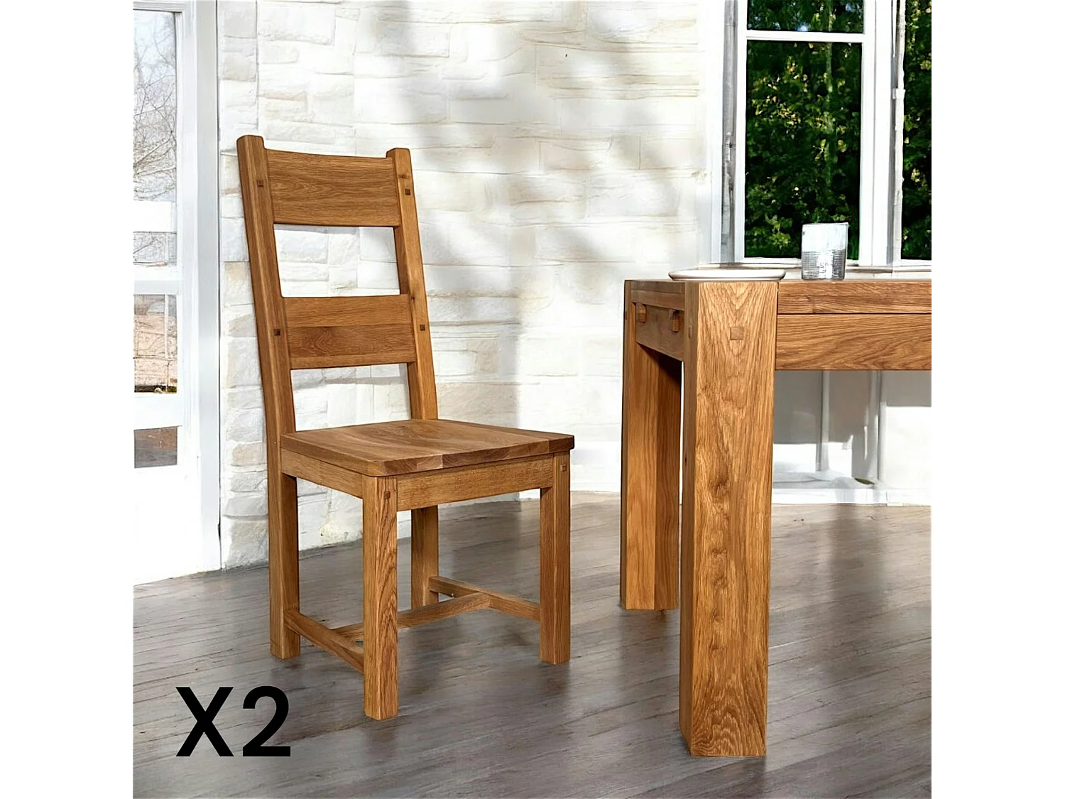 Chaise en chêne massif FJORD (lot de 2)