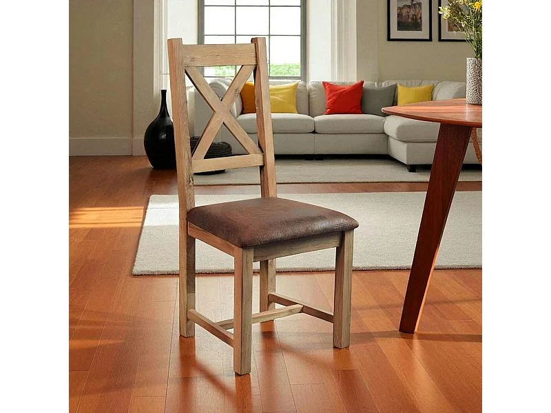 Chaise en chêne massif assise microfibre FJORD