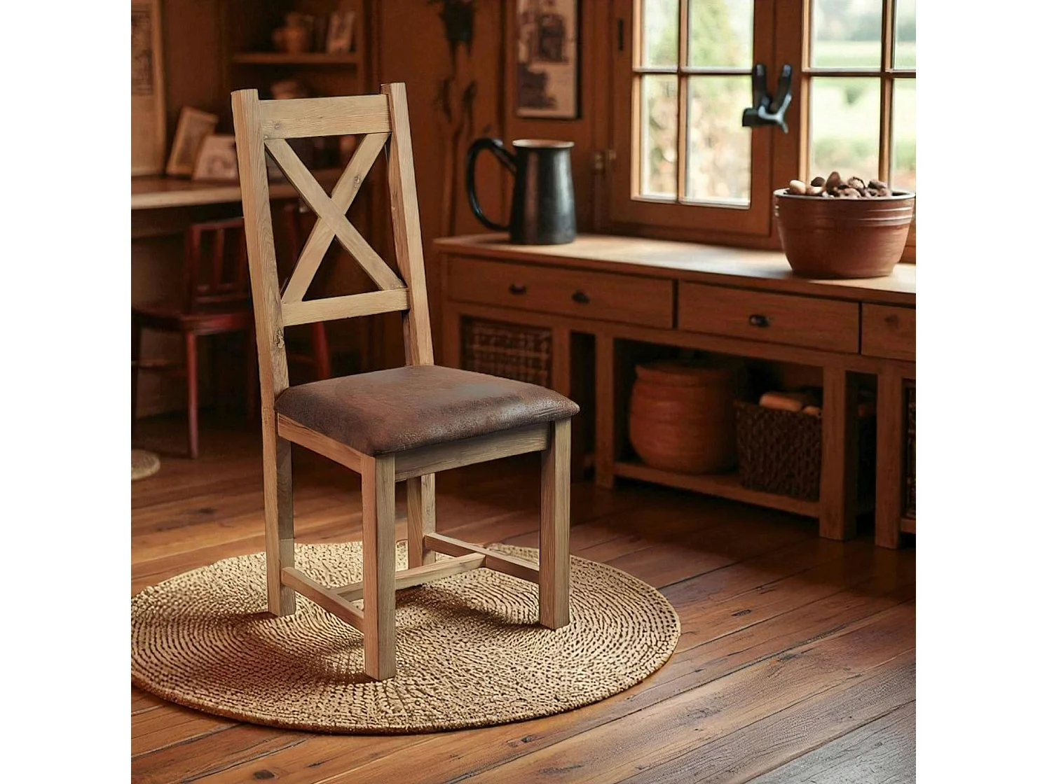 Chaise en chêne massif assise microfibre FJORD