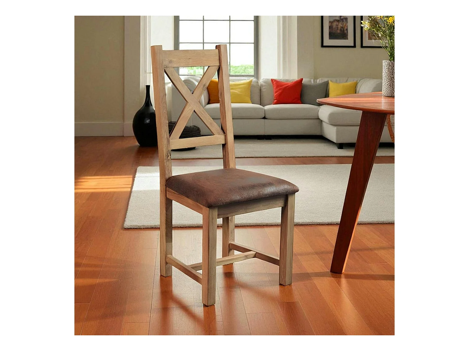Chaise en chêne massif assise microfibre FJORD