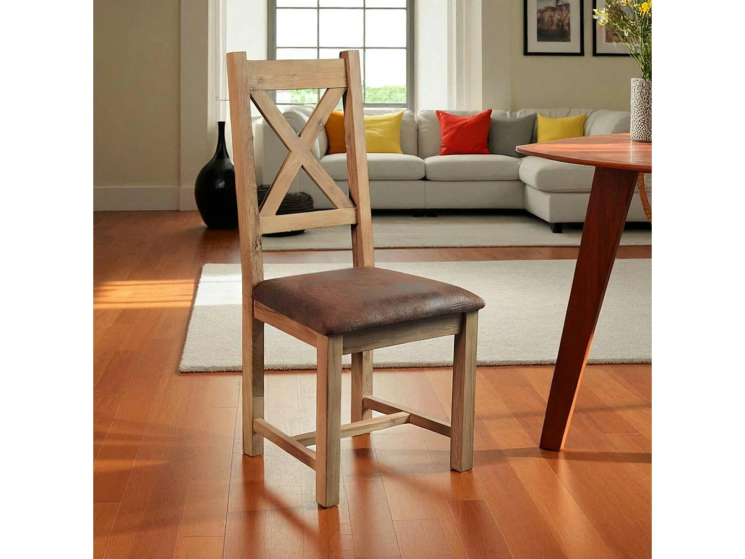 Chaise en chêne massif assise microfibre FJORD