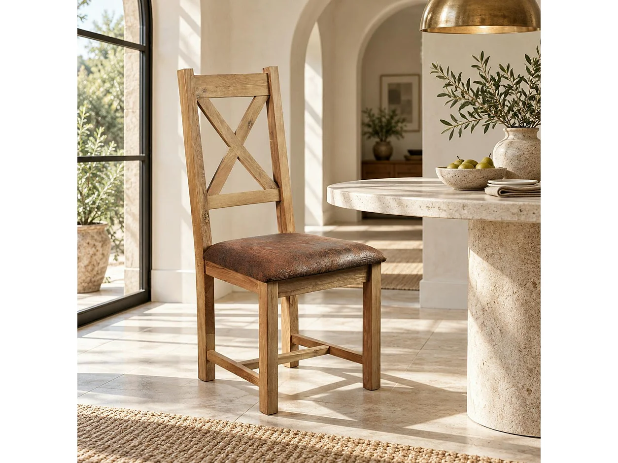 Chaise en chêne massif assise microfibre FJORD