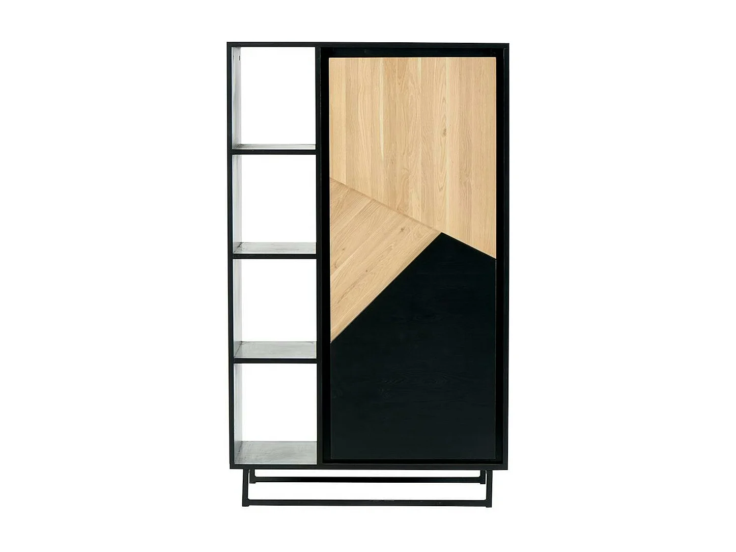 Bibliothèque 1 porte bois noir et blanc ANINA